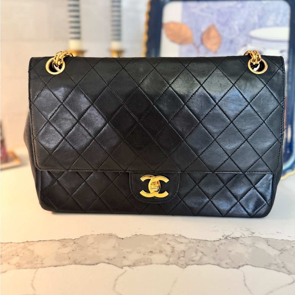 Beautiful Vintage Mademoiselle Chanel Medium Double Flap - Black Lambskin - Picture 13 of 16